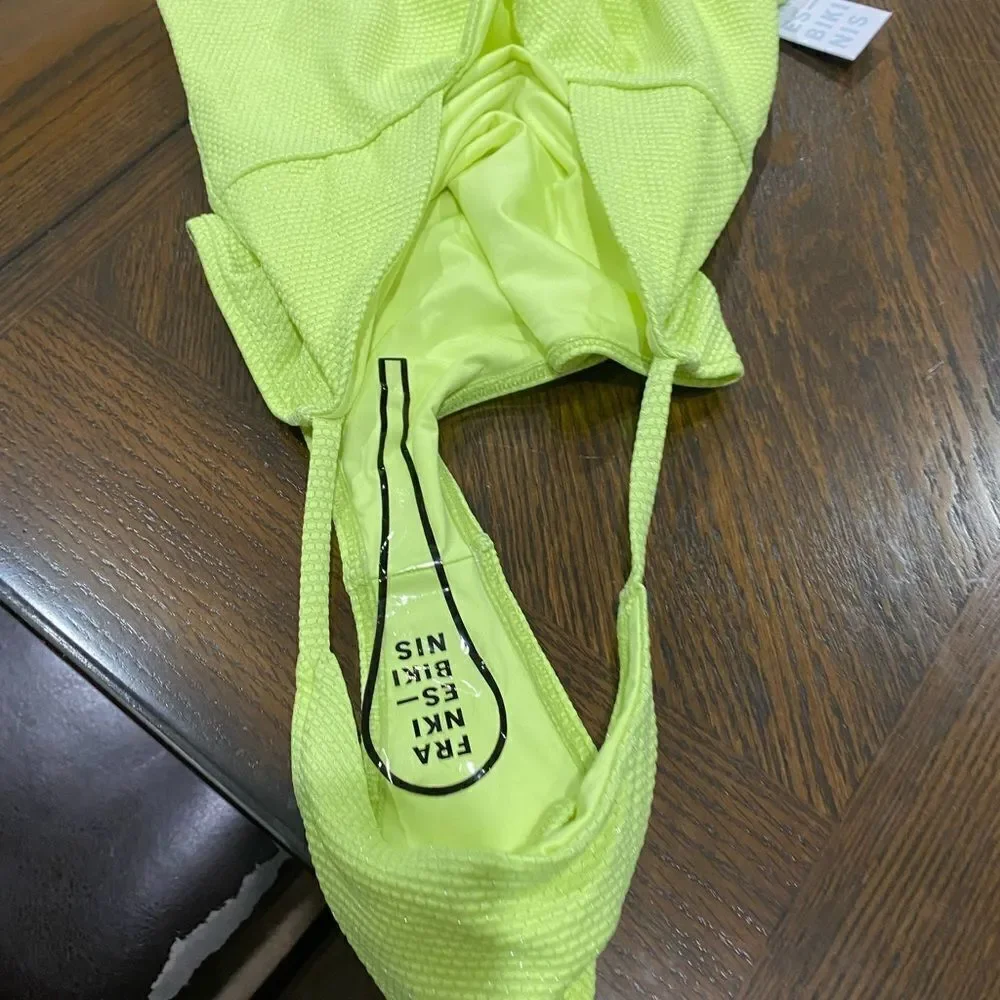 FRANKIES BIKINIS Solstice Cut-Out One Piece Swim - Sundance NWT yellow Neon